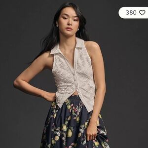 Anthropologie Maeve Halter Collared Ruched
Tank Size Medium